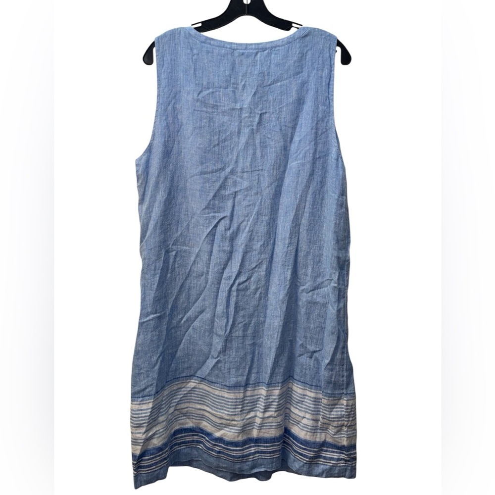 Talbots Pin tuck Linen Popover Striped Dress - Picture 3 of 7